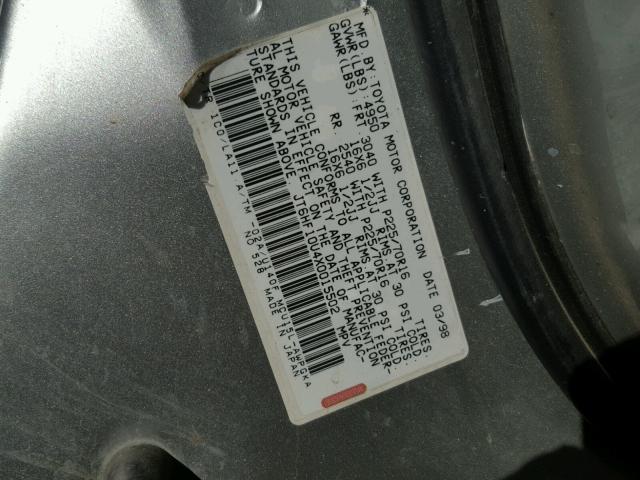 JT6HF10U4X0015502 - 1999 LEXUS RX 300 SILVER photo 10