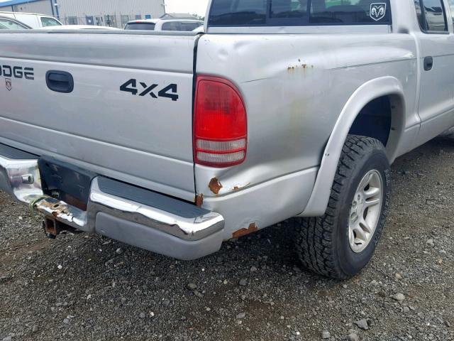 1B7HG48X02S503400 - 2002 DODGE DAKOTA QUA SILVER photo 9