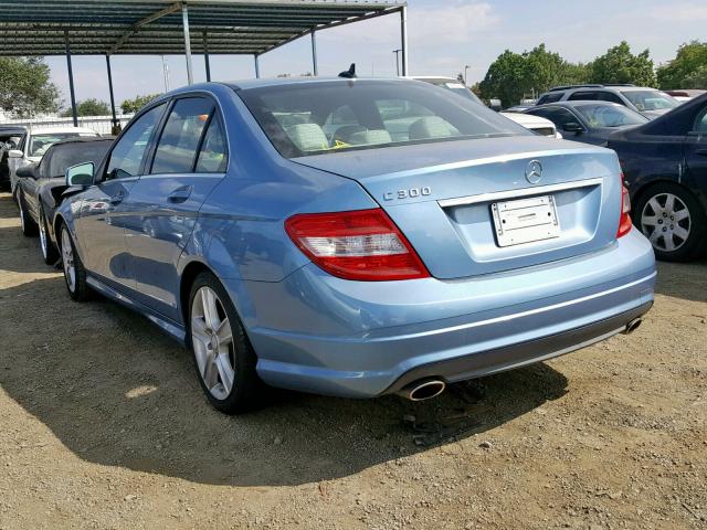 WDDGF5EB2BA515492 - 2011 MERCEDES-BENZ C300 BLUE photo 3