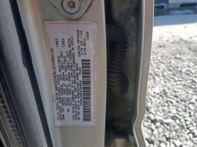 5TEHN72N83Z300640 - 2003 TOYOTA TACOMA DOU 银色 照片 10