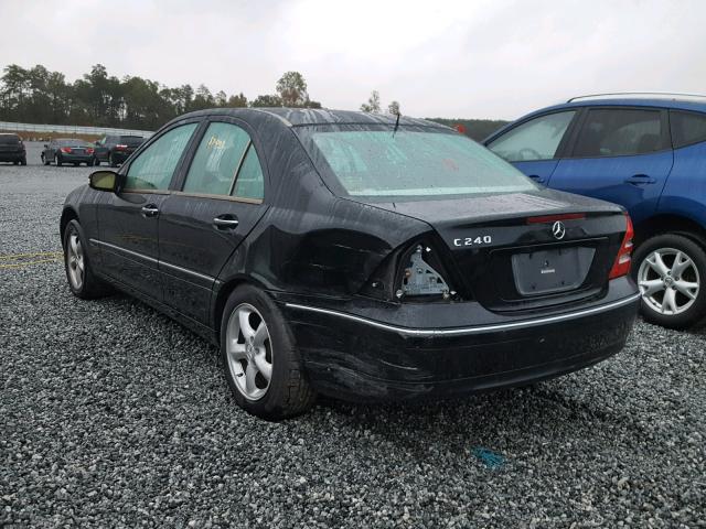 WDBRF61J02F203615 - 2002 MERCEDES-BENZ C 240 BLACK photo 3