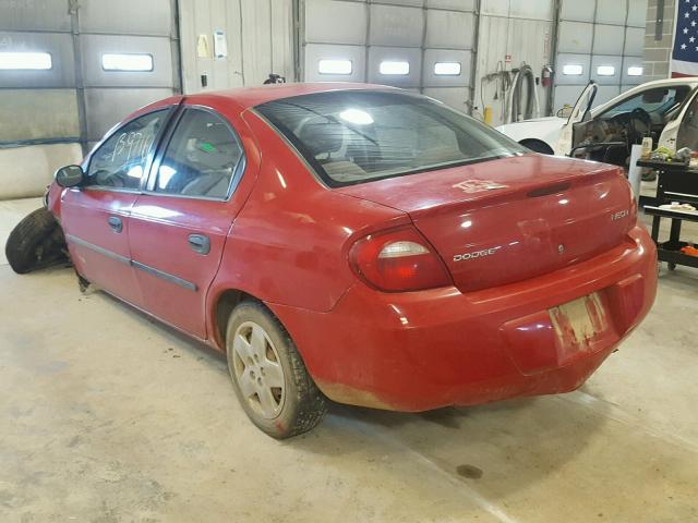 1B3ES26C34D584553 - 2004 DODGE NEON BASE RED photo 3