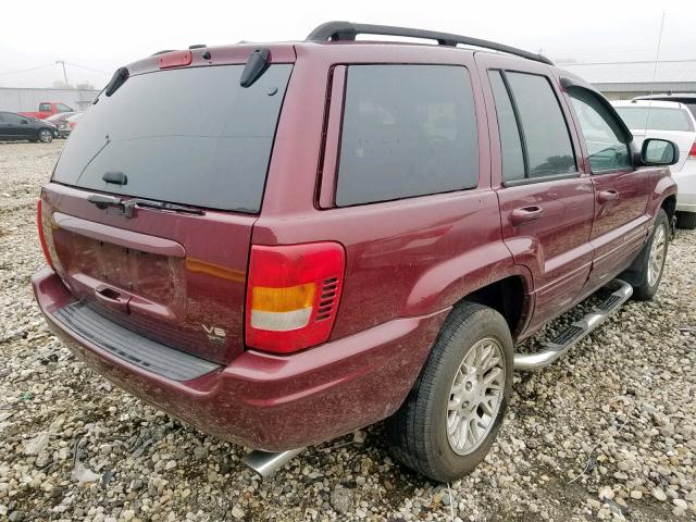 1J4GW58J82C136816 - 2002 JEEP GRAND CHER MAROON photo 4