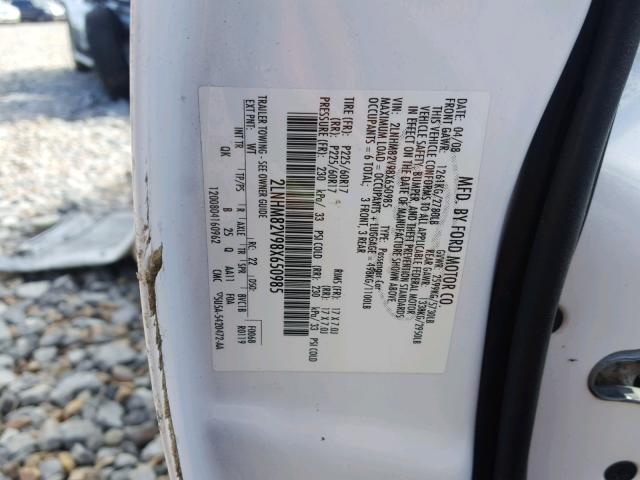 2LNHM82V98X650985 - 2008 LINCOLN TOWN CAR S WHITE photo 10