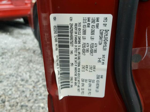 2A4GM68446R675677 - 2006 CHRYSLER PACIFICA T BURGUNDY photo 10