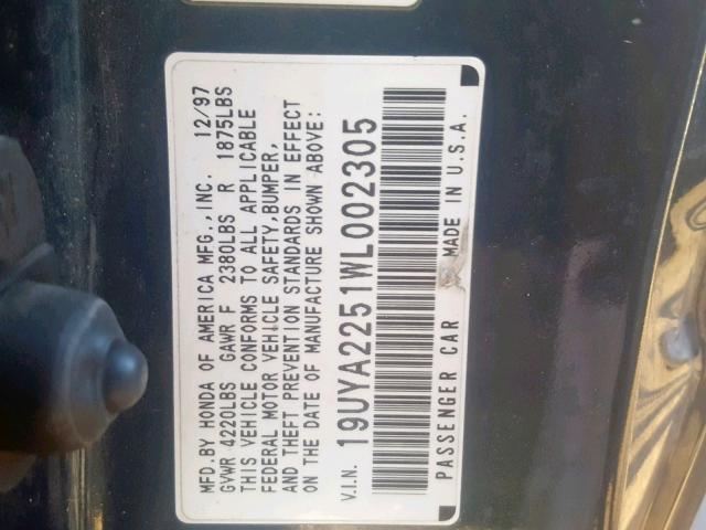 19UYA2251WL002305 - 1998 ACURA 3.0CL 绿色 照片 10
