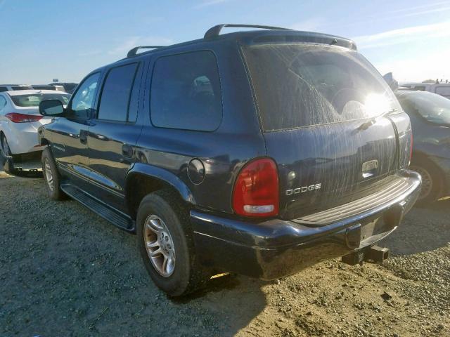 1B4HR28ZX1F527627 - 2001 DODGE DURANGO BLUE photo 3