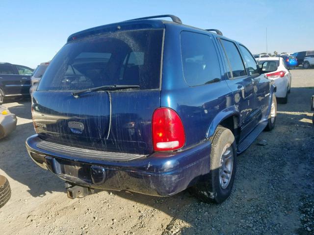 1B4HR28ZX1F527627 - 2001 DODGE DURANGO BLUE photo 4