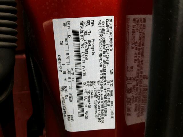 1FADP3N26EL180265 - 2014 FORD FOCUS TITA RED photo 10