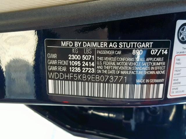 WDDHF5KB9EB073771 - 2014 MERCEDES-BENZ E 350 BLUE photo 10