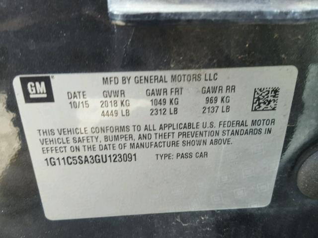 1G11C5SA3GU123091 - 2016 CHEVROLET MALIBU LIM 黑色 照片 10