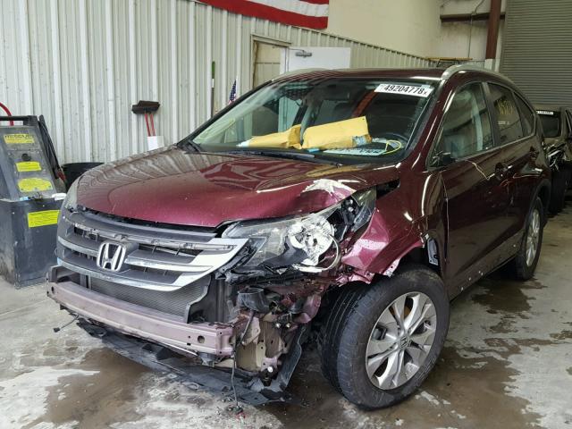 5J6RM3H7XCL040713 - 2012 HONDA CR-V EXL BURGUNDY photo 2