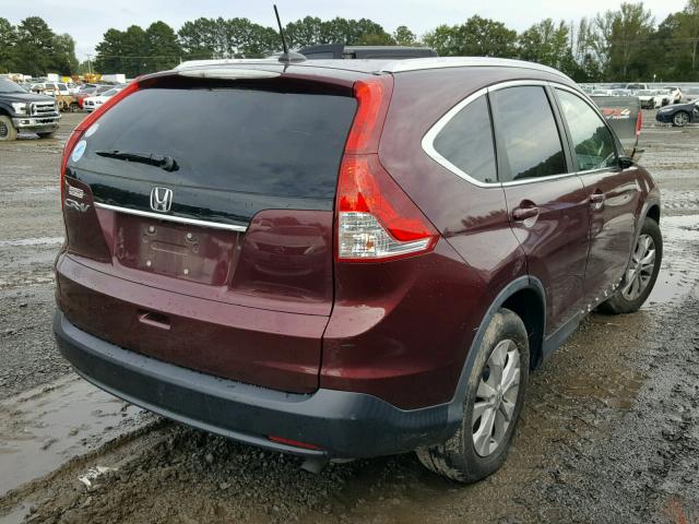 5J6RM3H7XCL040713 - 2012 HONDA CR-V EXL BURGUNDY photo 4