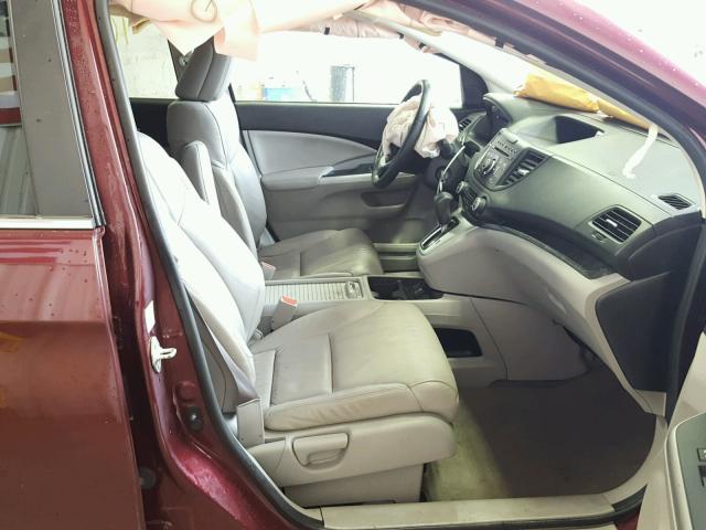 5J6RM3H7XCL040713 - 2012 HONDA CR-V EXL BURGUNDY photo 5