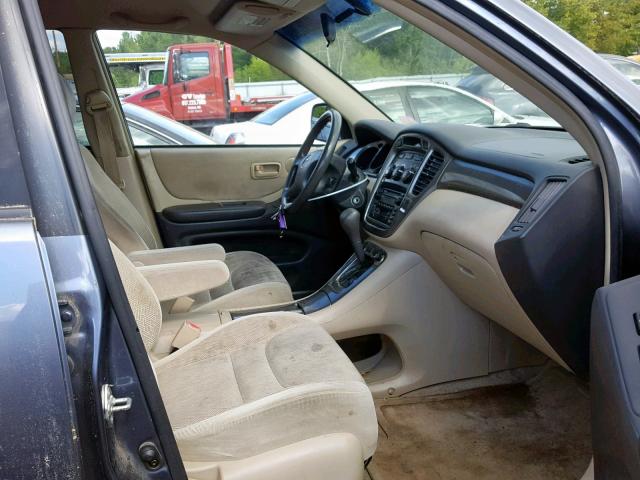 JTEGD21AX30052063 - 2003 TOYOTA HIGHLANDER BLUE photo 5