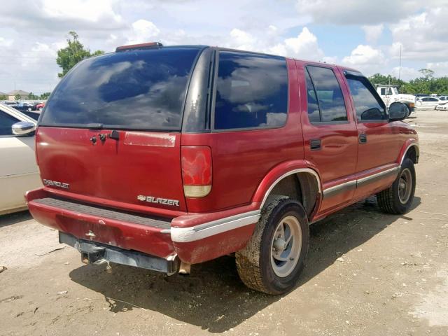 1GNCS13WXSK228082 - 1995 CHEVROLET BLAZER BURGUNDY photo 4