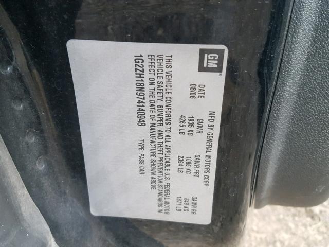 1G2ZH18N974140948 - 2007 PONTIAC G6 GT BLACK photo 10