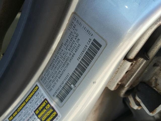 WVWTH63B74P159357 - 2004 VOLKSWAGEN PASSAT GLX 银色 照片 10