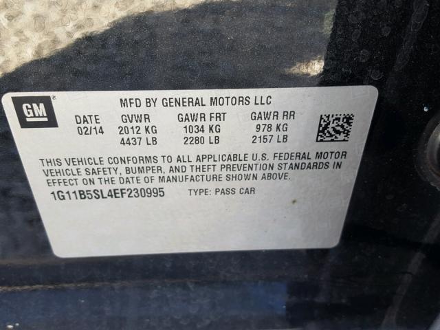 1G11B5SL4EF230995 - 2014 CHEVROLET MALIBU LS BLACK photo 10