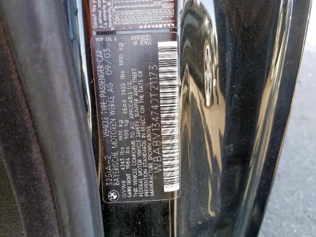 WBABV13474JT21173 - 2004 BMW 325 CI SUL BLACK photo 10