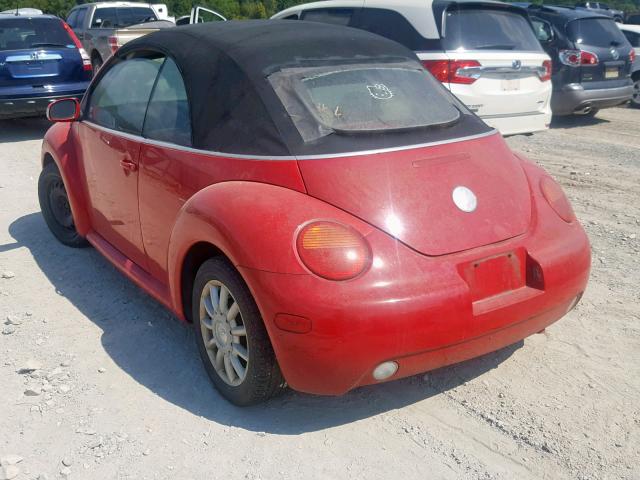 3VWCM31Y35M311477 - 2005 VOLKSWAGEN NEW BEETLE წითელი ფოტო 3