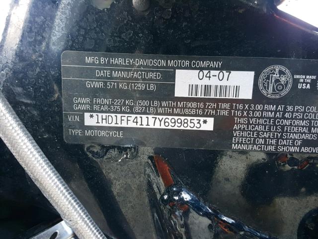 1HD1FF4117Y699853 - 2007 HARLEY-DAVIDSON FLHT CLASS BLUE photo 10