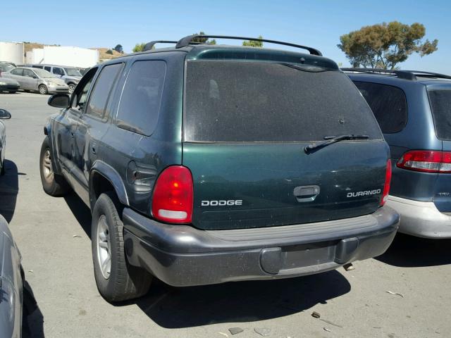 1B4HR38N72F172498 - 2002 DODGE DURANGO SP GREEN photo 3