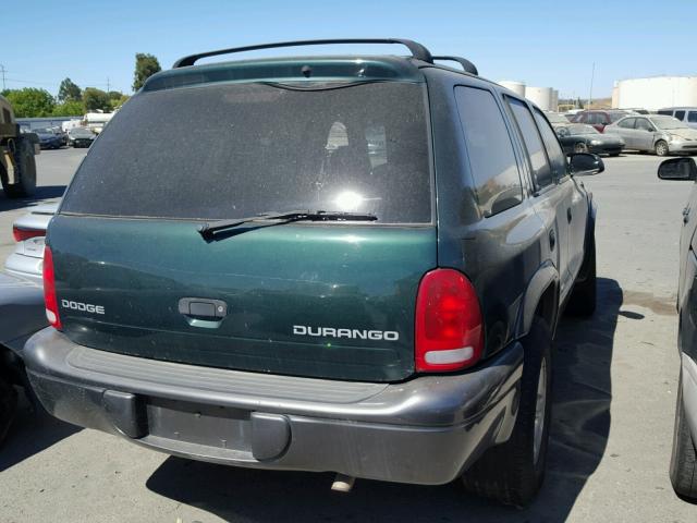 1B4HR38N72F172498 - 2002 DODGE DURANGO SP GREEN photo 4