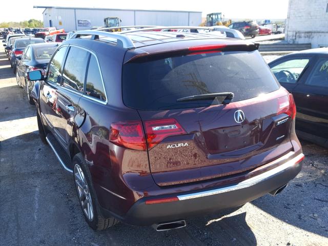 2HNYD2H87CH505993 - 2012 ACURA MDX ADVANC MAROON photo 3