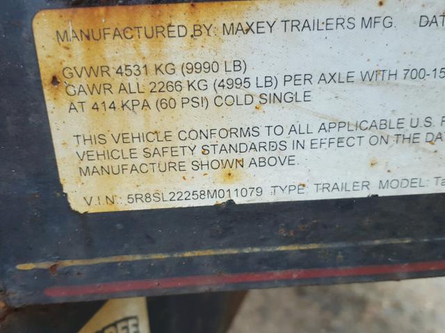 5R8SL22258M011079 - 2008 UTILITY TRAILER BLACK photo 10