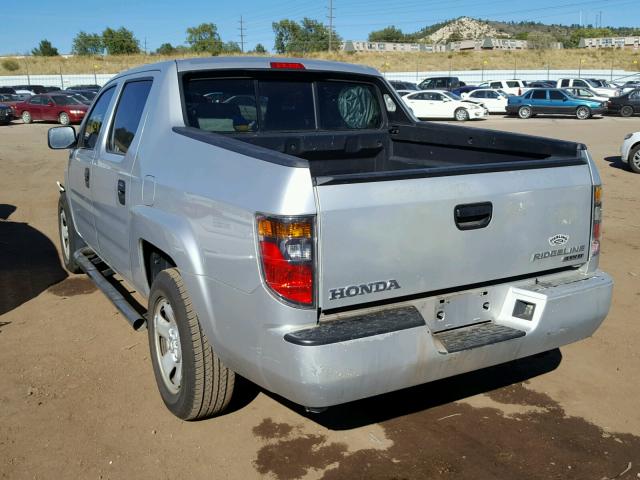 2HJYK16227H543346 - 2007 HONDA RIDGELINE SILVER photo 3