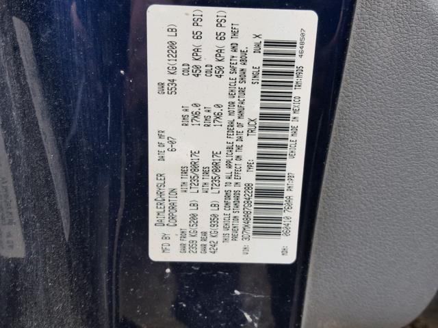 3D7MX48A87G842288 - 2007 DODGE RAM 3500 S BLUE photo 10