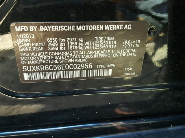 5UXKR6C56E0C02956 - 2014 BMW X5 XDRIVE5 BLACK photo 10