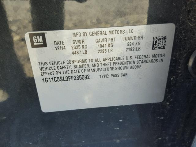 1G11C5SL9FF235592 - 2015 CHEVROLET MALIBU 1LT ნაცრისფერი ფოტო 10