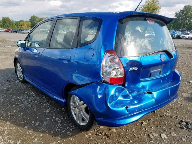 JHMGD37698S022396 - 2008 HONDA FIT SPORT BLUE photo 3