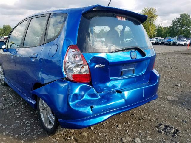 JHMGD37698S022396 - 2008 HONDA FIT SPORT BLUE photo 9