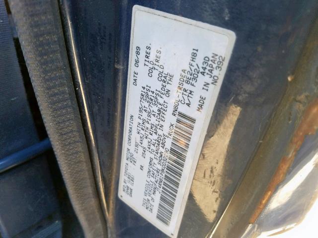 JT4RN81P9K0032290 - 1989 TOYOTA PICKUP 1/2 BLUE photo 10