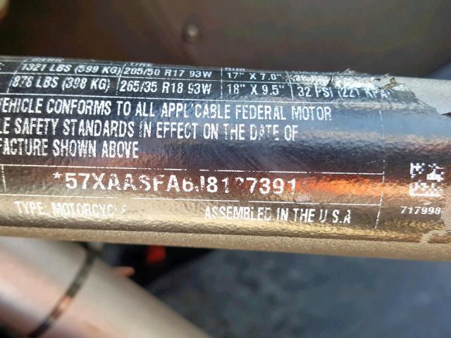 57XAASFA6J8127391 - 2018 POLARIS SLINGSHOT BLACK photo 10