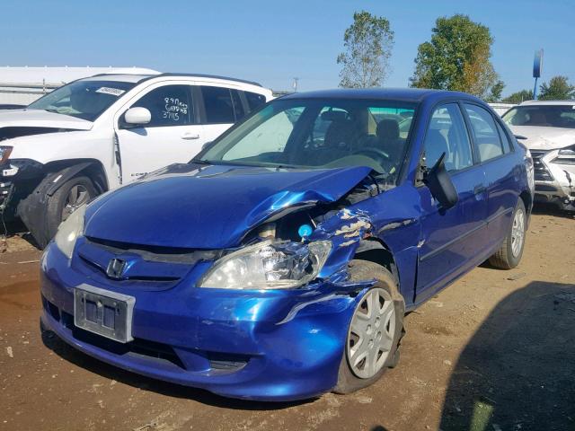 1HGES16305L008257 - 2005 HONDA CIVIC DX V BLUE photo 2