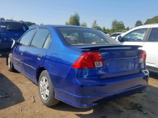 1HGES16305L008257 - 2005 HONDA CIVIC DX V BLUE photo 3