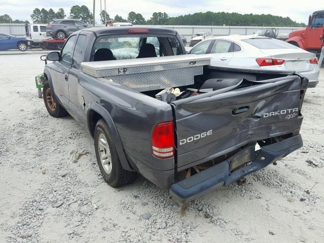 1D7GL12KX4S500127 - 2004 DODGE DAKOTA SXT GRAY photo 3