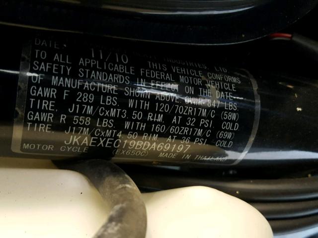 JKAEXEC19BDA69197 - 2011 KAWASAKI EX650 C 黑色 照片 10