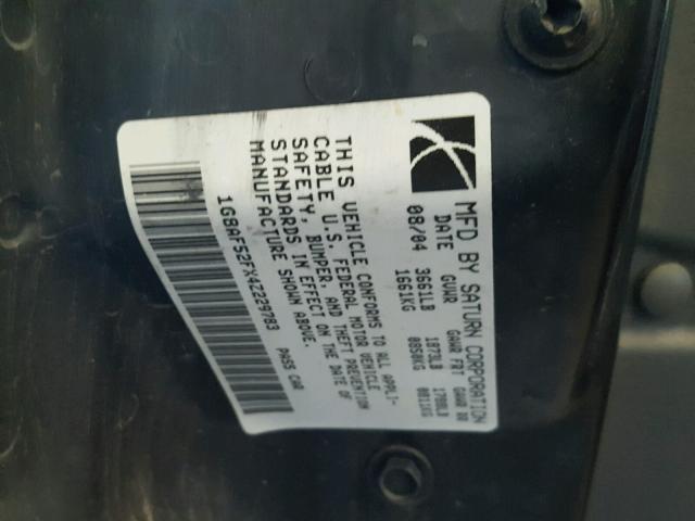 1G8AF52FX4Z229783 - 2004 SATURN ION LEVEL 红色 照片 10