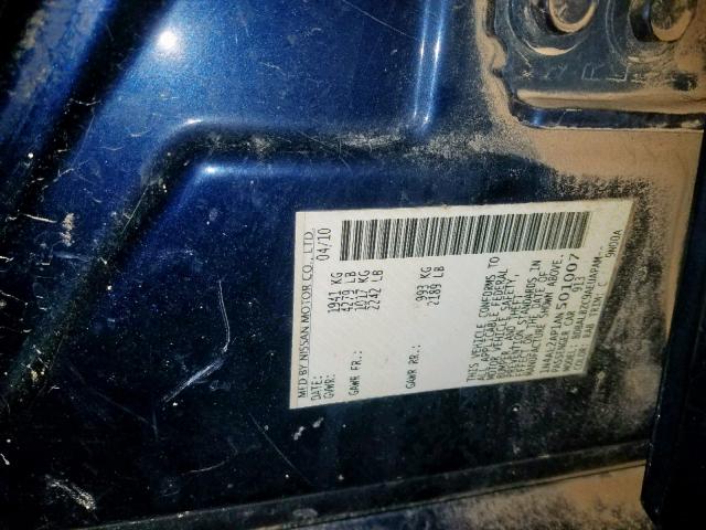 1N4AL2AP1AN501007 - 2010 NISSAN ALTIMA BAS BLUE photo 10