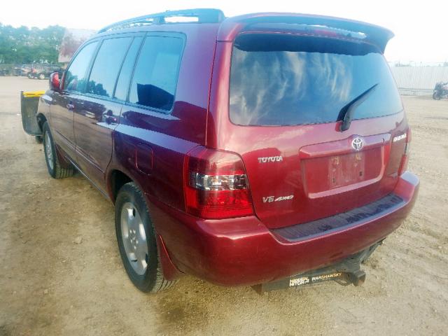 JTEEP21A440065651 - 2004 TOYOTA HIGHLANDER MAROON photo 3