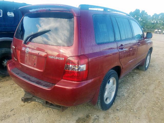 JTEEP21A440065651 - 2004 TOYOTA HIGHLANDER MAROON photo 4