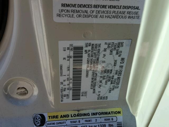 5LMFU28516LJ20593 - 2006 LINCOLN NAVIGATOR Кремовый фото 10