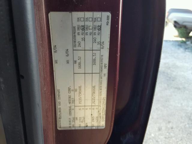 1GBFG15TX41229529 - 2004 CHEVROLET EXPRESS G1 MAROON photo 10