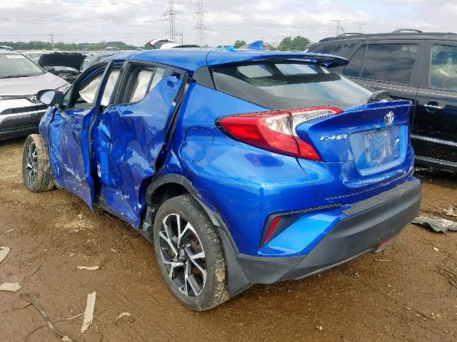 NMTKHMBX9JR014737 - 2018 TOYOTA C-HR XLE BLUE photo 3