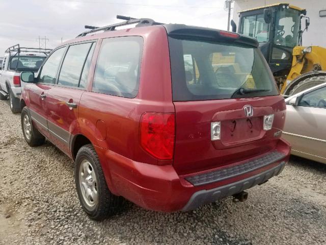 2HKYF18113H588888 - 2003 HONDA PILOT LX RED photo 3